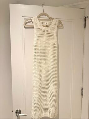Knit Crochet Swim Coverup in White / Cream